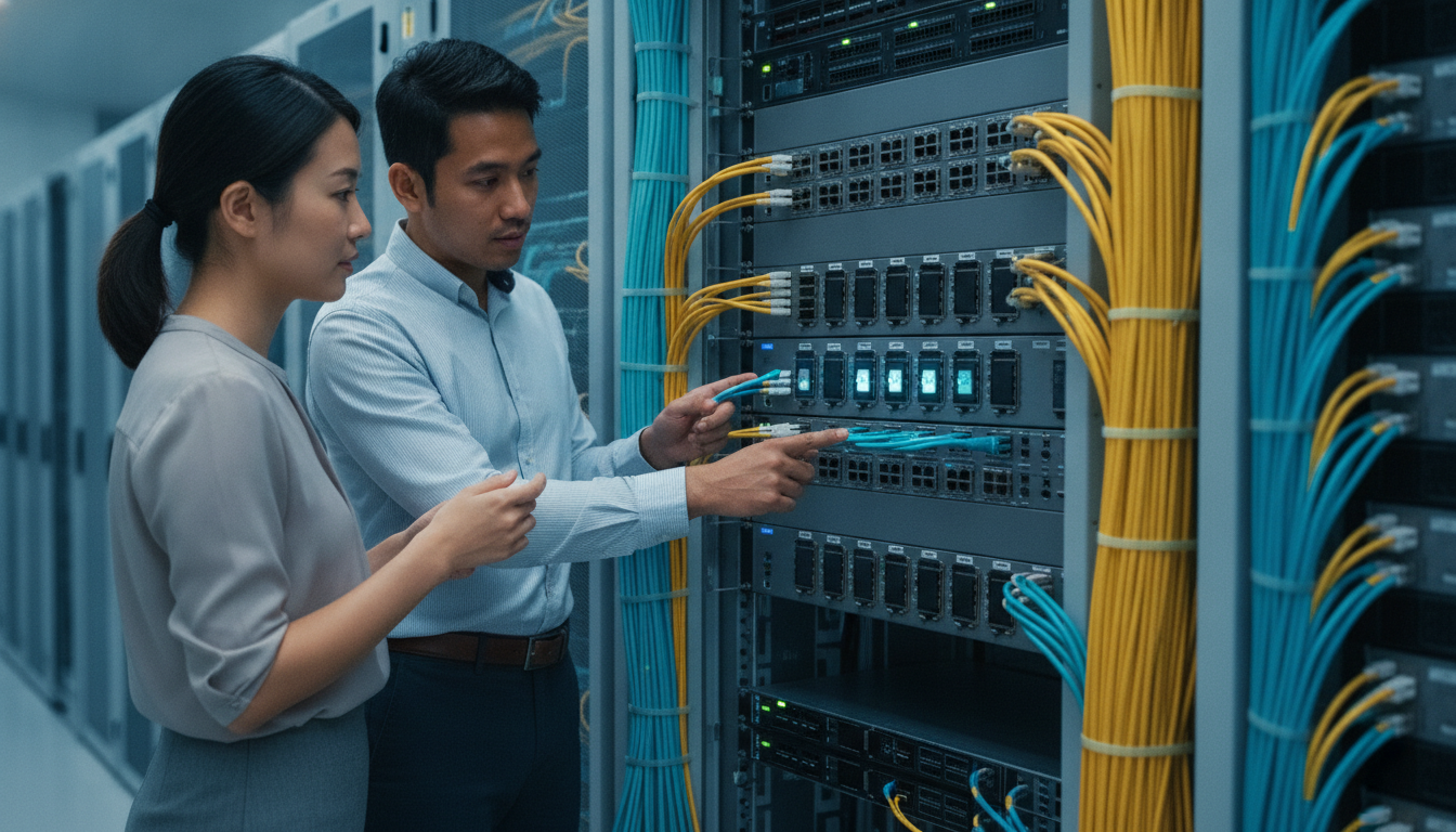 Fortinet FortiGate 1800F high-density data centre firewall appliance mounted in a rack