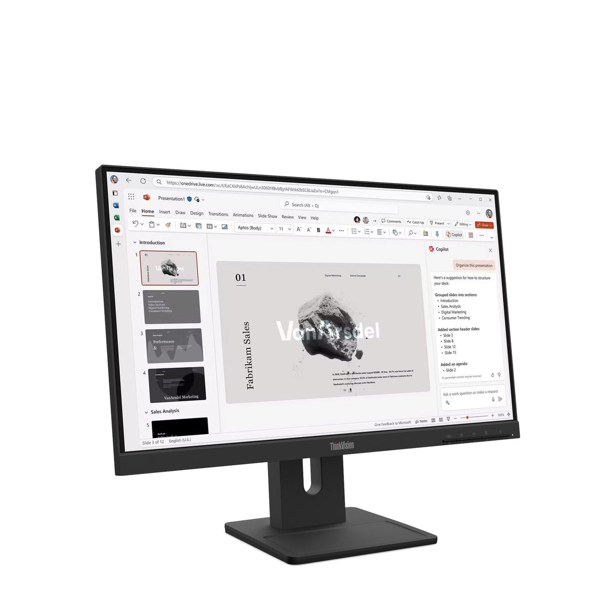 Lenovo E22-40 21.5" Monitor Anti-glare Resolution 1920 x 1080 Lift Max 155mm Integrated Speakers pivot +/- 90° Swivel Angle +/ (64C9MAR6MY) product image