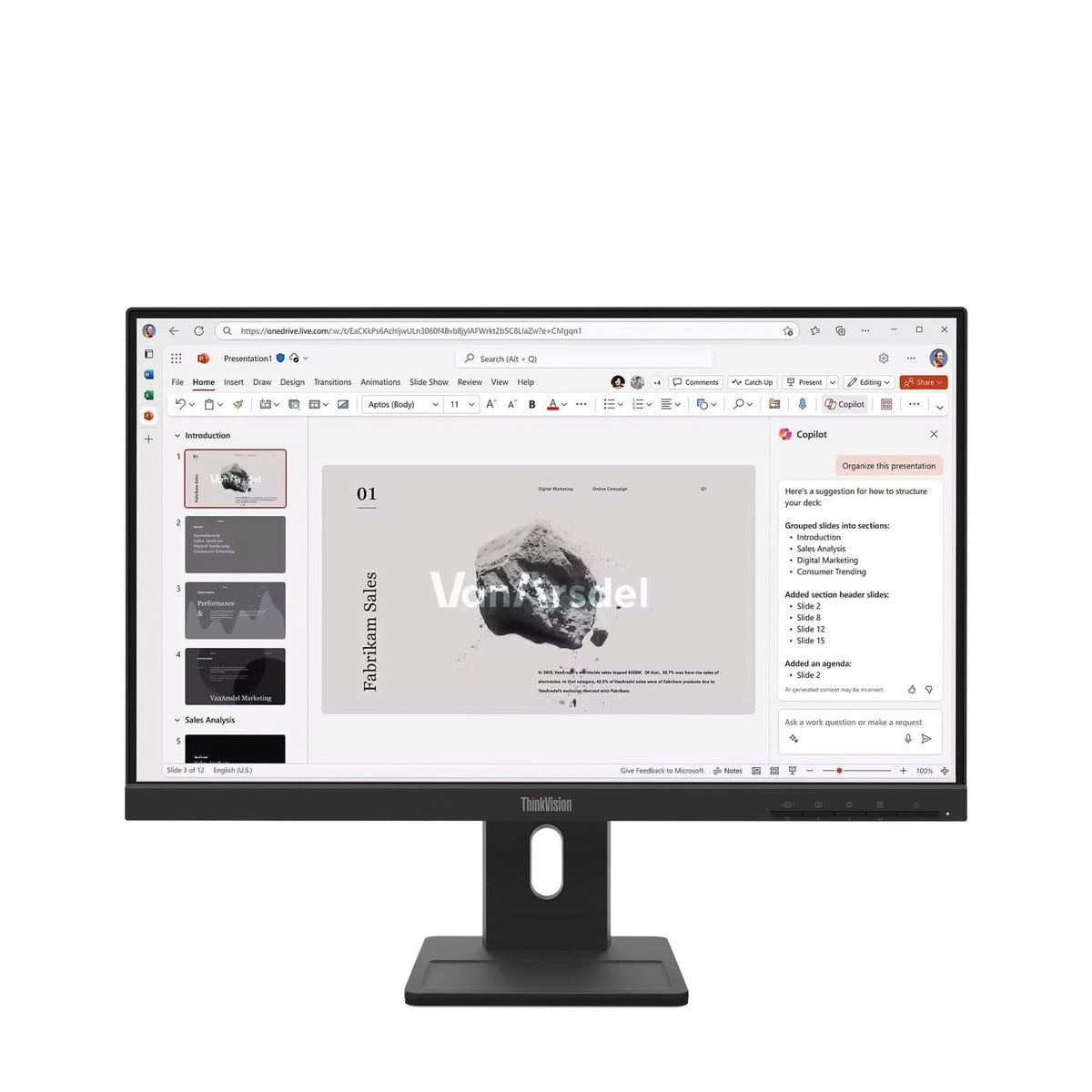 Lenovo E22-40 21.5" Monitor Anti-glare Resolution 1920 x 1080 Lift Max 155mm Integrated Speakers pivot +/- 90° Swivel Angle +/ (64C9MAR6MY) product image