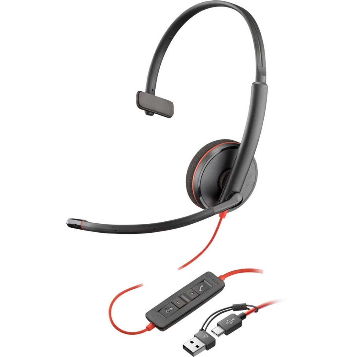 HP Poly Blackwire 3310 Monaural USB-C Headset +USB-C/A Adapter (8X215AA) product image