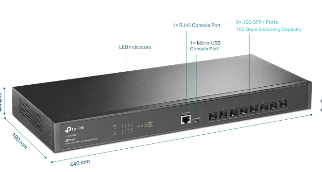 TP-LINK JetStream 8-Port 10GE SFP+ L2+ Managed Switch (TL-SX3008F) (5 Years Manufacture Local Warranty In Singapore)