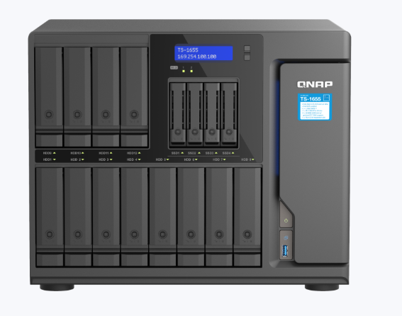 QNAP 12-bay 3.5 and 4-bay 2.5 8-core CPU 8GB RAM NAS (QN-TS-1655-8G) (3 Years Manufacture Local Warranty In Singapore)
