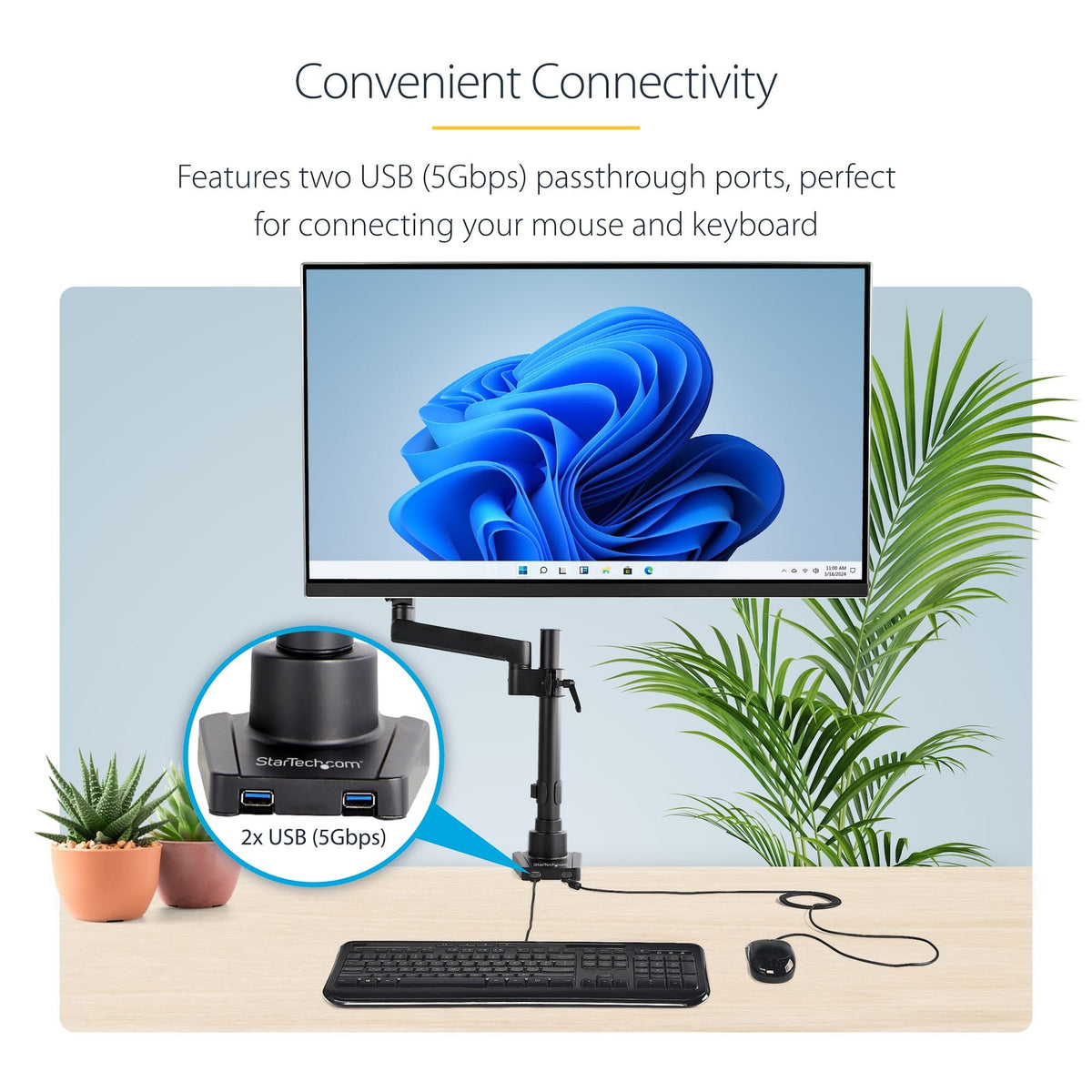 StarTech Desk Mount Monitor Arm with 2x USB 3.0 Ports (ARMPIVOT2USB3) (2 Years Manufacture Local Warranty In Singapore) product image