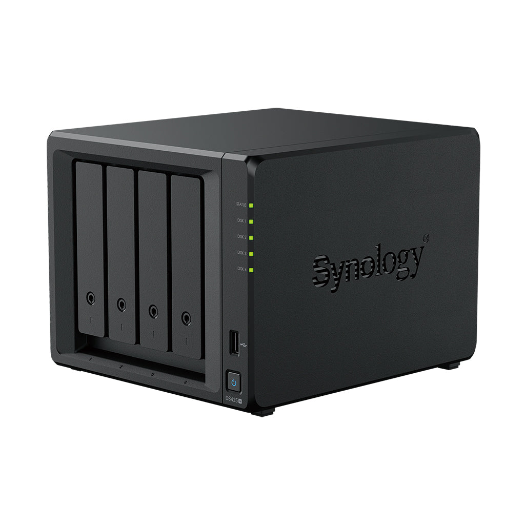 Synology DS425+ 4 Bay Intel Celeron J4125 quad-core 2 GB RAM (max 6 GB) 2X M.2 NVMe slots 1 x 2.5GbE 1 x 1GbE RJ-45 LAN port (2 Years Manufacture Local Warranty In Singapore)