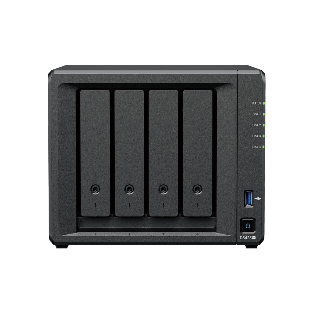Synology DS425+ 4 Bay Intel Celeron J4125 quad-core 2 GB RAM (max 6 GB) 2X M.2 NVMe slots 1 x 2.5GbE 1 x 1GbE RJ-45 LAN port (2 Years Manufacture Local Warranty In Singapore)