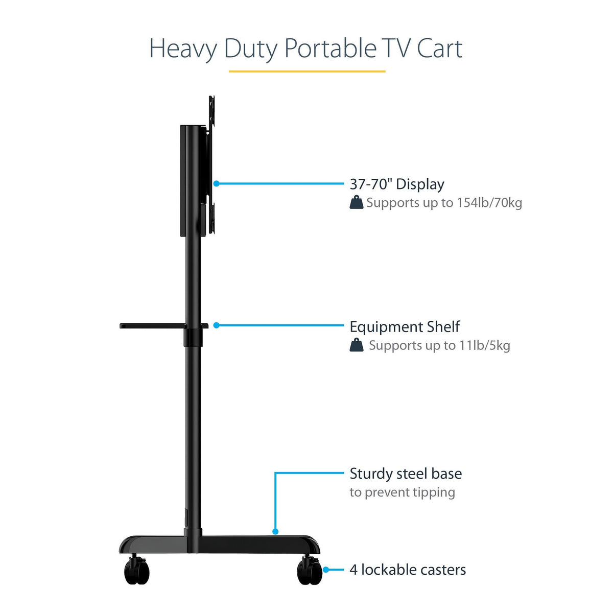 StarTech Mobile TV Cart/Stand 37-70in VESA Mount (MBLTVSTNDEC) product image