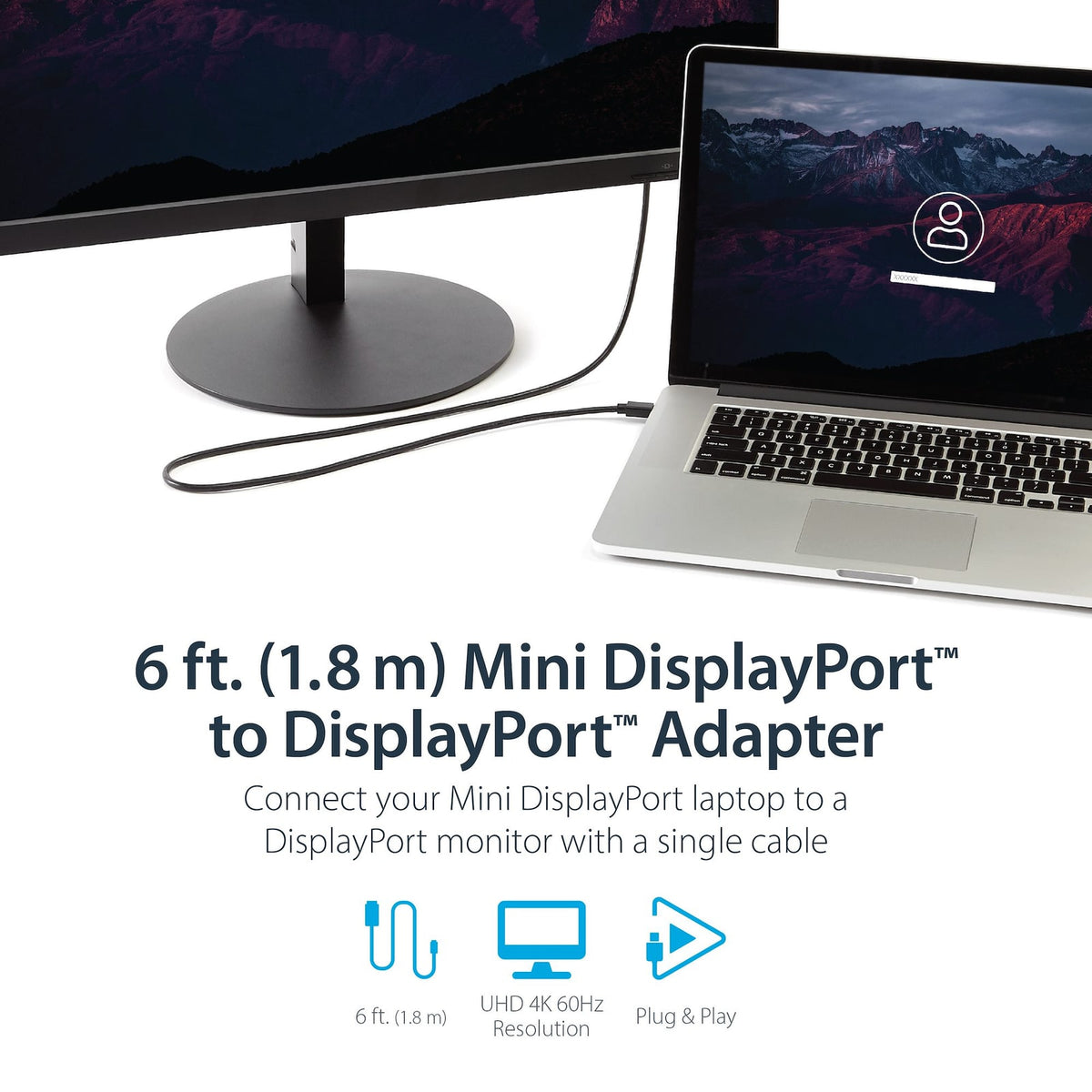 StarTech 6 ft Mini DisplayPort to DisplayPort Cable - M/M (MDP2DPMM6) product image