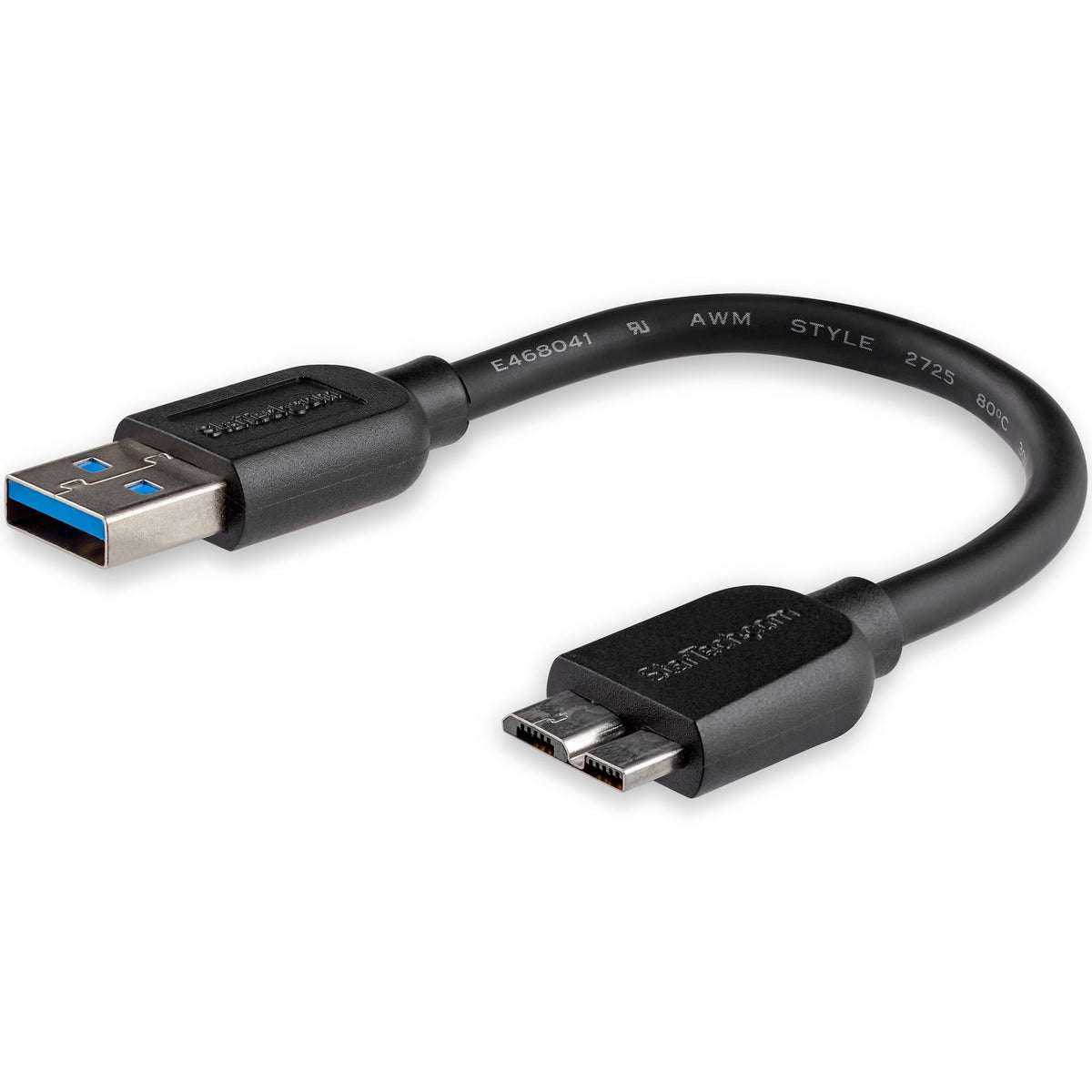 StarTech Slim Micro USB 3.0 (5Gbps) Cable - M/M - 15cm (6in) (USB3AUB15CMS) product image