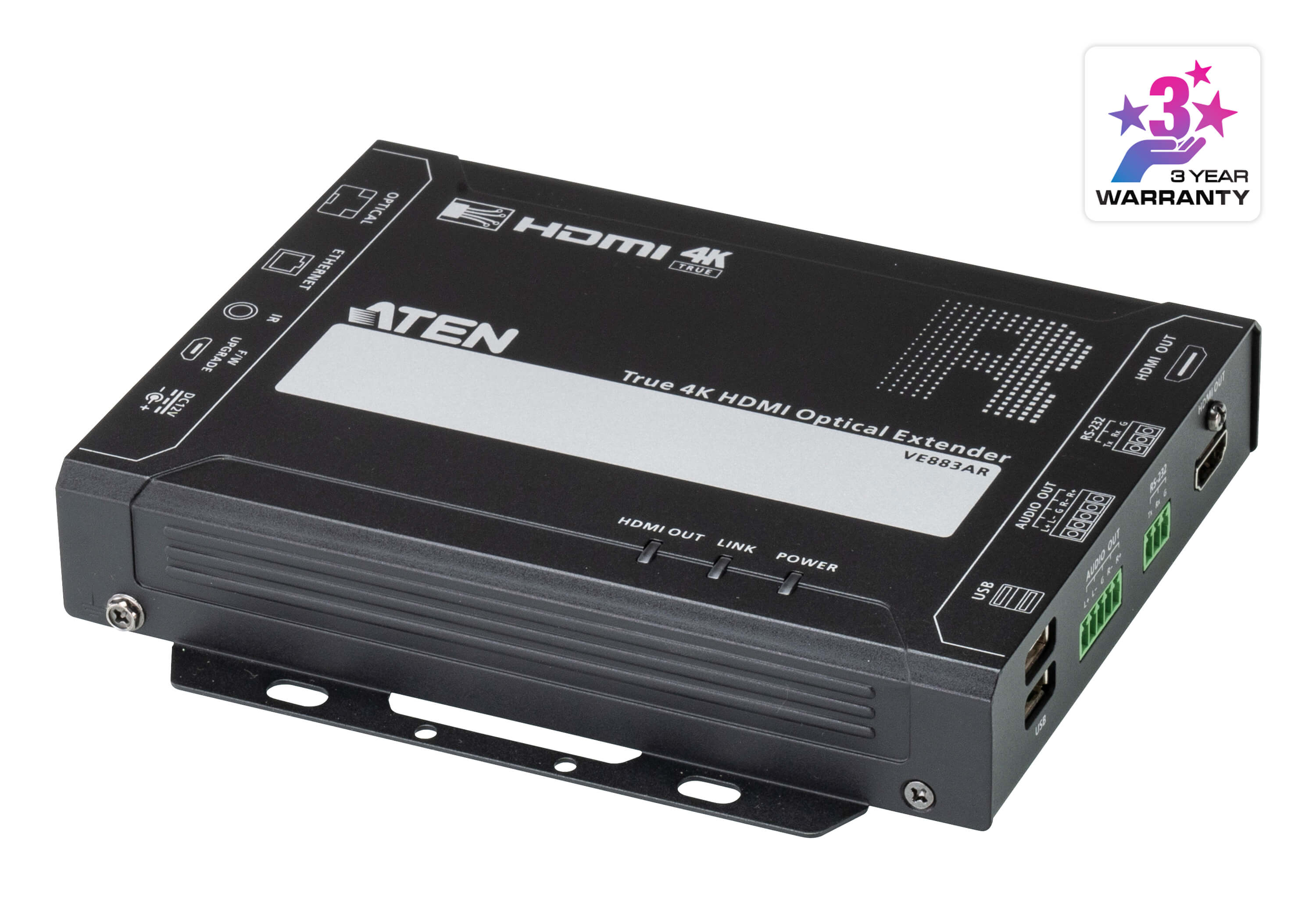 Aten True 4K HDMI Optical Extender (4K@300m -K1, MM) -VE883AK1 (3 Year Manufacture Local Warranty In Singapore)