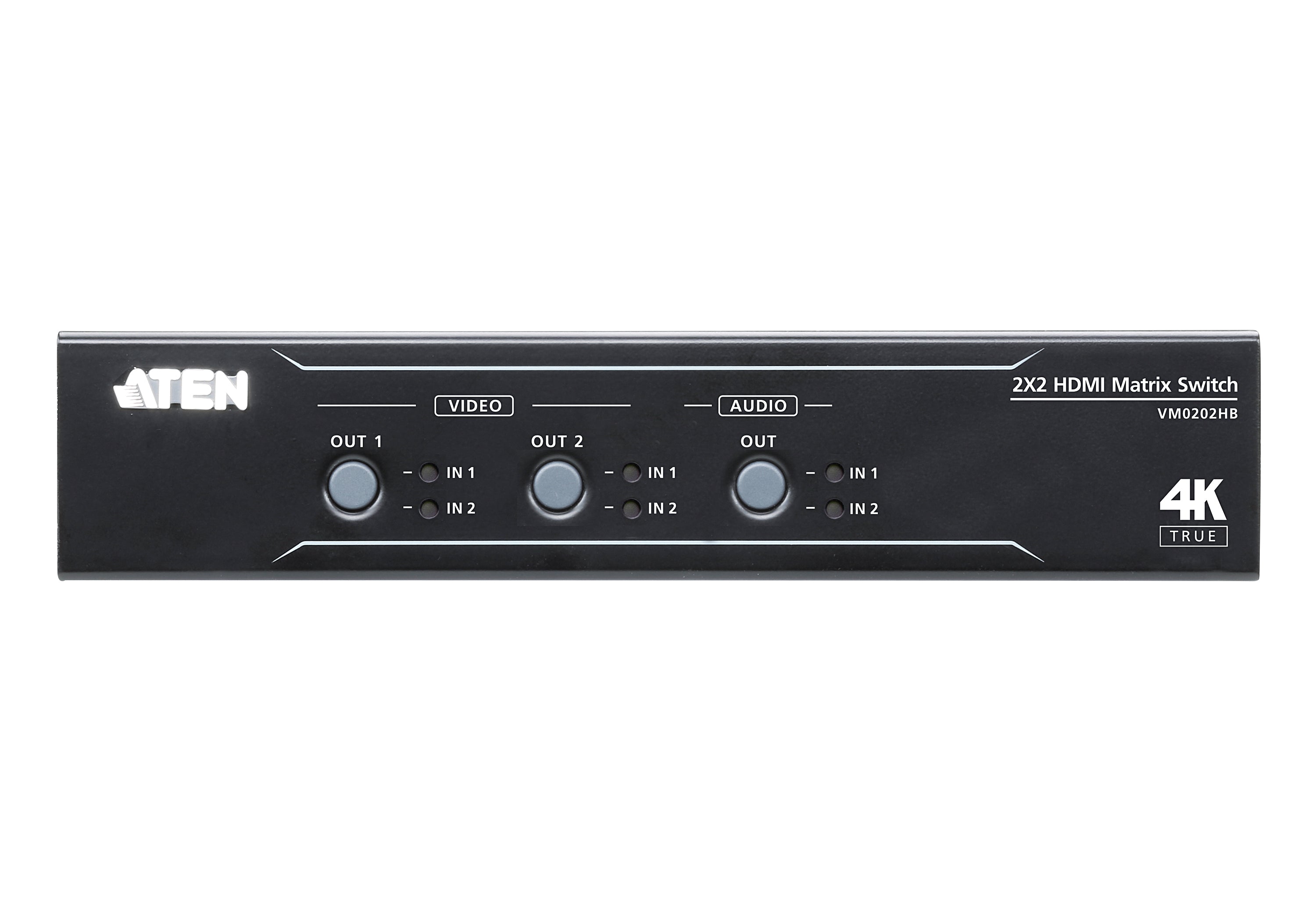 Aten 2 x 2 True 4K HDMI Matrix Switch with Audio De-Embedder -VM0202HB (3 Year Manufacture Local Warranty In Singapore)