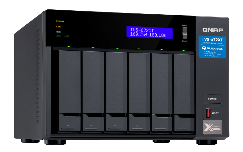 QNAP 6-Bay NAS, Intel Core i3-8100T 4-core 3.1 GHz Processor 8GB  6x 2.5" Thunderbolt 3 (TVS-672XT-i3-8G) (2 Years Manufacture Local Warranty In Singapore)-EOL