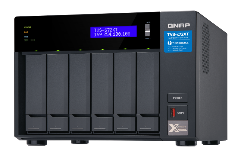 QNAP 6-Bay NAS, Intel Core i3-8100T 4-core 3.1 GHz Processor 8GB  6x 2.5" Thunderbolt 3 (TVS-672XT-i3-8G) (2 Years Manufacture Local Warranty In Singapore)-EOL