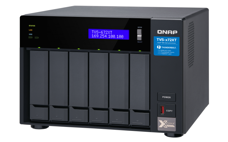 QNAP 6-Bay NAS, Intel Core i3-8100T 4-core 3.1 GHz Processor 8GB  6x 2.5" Thunderbolt 3 (TVS-672XT-i3-8G) (2 Years Manufacture Local Warranty In Singapore)-EOL