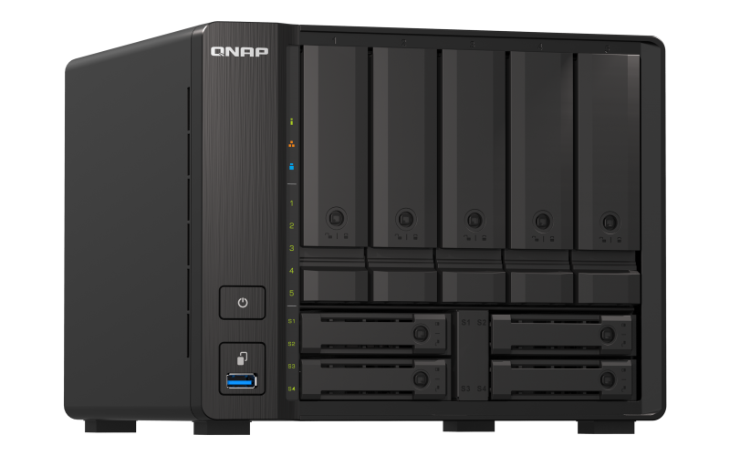 QNAP 9-bay NAS, AMD Ryzen V1500B 4C 8T 2.2GHz, 8GB , 5 x 2.5"/3.5" SATA 6Gbps + 2 x 2.5" (QN-TS-h973AX-8G) (3 Years Manufacture Local Warranty In Singapore)