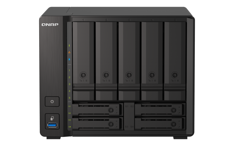 QNAP 9-bay NAS, AMD Ryzen V1500B 4C 8T 2.2GHz, 8GB , 5 x 2.5"/3.5" SATA 6Gbps + 2 x 2.5" (QN-TS-h973AX-8G) (3 Years Manufacture Local Warranty In Singapore)