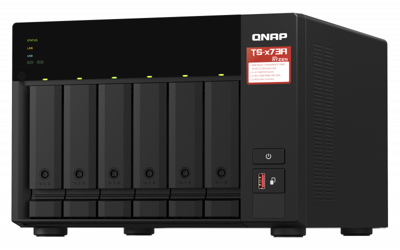QNAP 6-bay NAS, AMD Ryzen V1000 series V1500B 4C/8T 2.2GHz, 8GB (QN-TS-673A-8G) (3 Years Manufacture Local Warranty In Singapore)