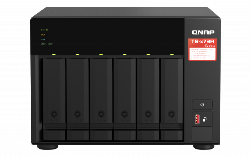 QNAP 6-bay NAS, AMD Ryzen V1000 series V1500B 4C/8T 2.2GHz, 8GB  (QN-TS-673A-8G) (3 Years Manufacture Local Warranty In Singapore)