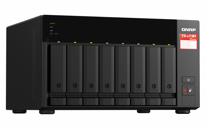 QNAP 8-bay NAS, AMD Ryzen V1000 series V1500B 4C/8T 2.2GHz, 8GB (QN-TS-873A-8G) (3 Years Manufacture Local Warranty In Singapore)
