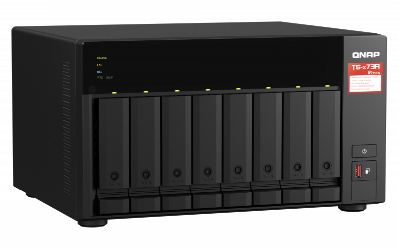 QNAP 8-bay NAS, AMD Ryzen V1000 series V1500B 4C/8T 2.2GHz, 8GB (QN-TS-873A-8G) (3 Years Manufacture Local Warranty In Singapore)