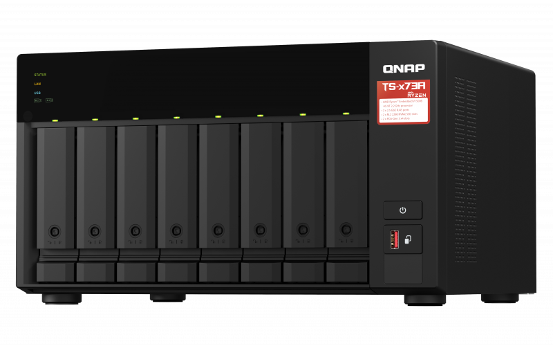 QNAP  8-bay NAS, AMD Ryzen V1000 series V1500B 4C/8T 2.2GHz, 8GB (QN-TS-873A-8G) (3 Years Manufacture Local Warranty In Singapore)