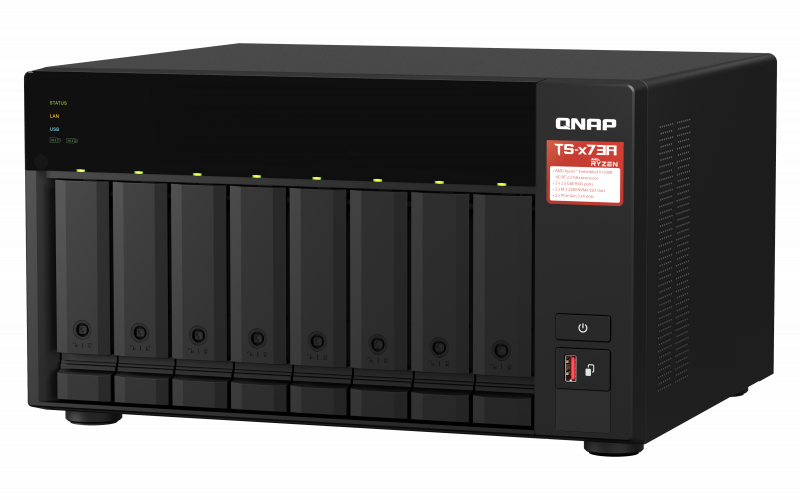 QNAP  8-bay NAS, AMD Ryzen V1000 series V1500B 4C/8T 2.2GHz, 8GB (QN-TS-873A-8G) (3 Years Manufacture Local Warranty In Singapore)
