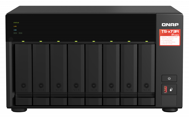 QNAP  8-bay NAS, AMD Ryzen V1000 series V1500B 4C/8T 2.2GHz, 8GB (QN-TS-873A-8G) (3 Years Manufacture Local Warranty In Singapore)