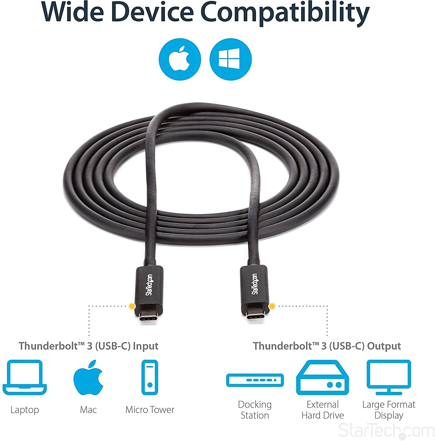 StarTech 2M THUNDERBOLT 3 USB C CABLE (40GBPS)(TBLT3MM2MA) - Win-Pro Consultancy Pte Ltd