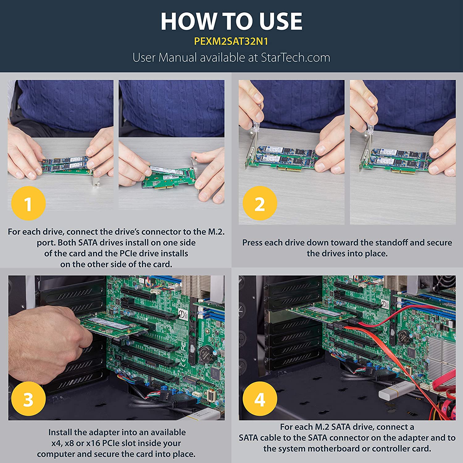 StarTech 3-PORT M.2 SSD (NGFF) ADAPTER CARD(PEXM2SAT32N1) - Win-Pro Consultancy Pte Ltd