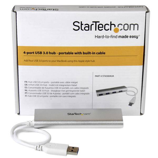 StarTech 4-Port Portable USB 3.0 Hub with Built-in Cable ST43004UA (2 years Local Warranty in Singapore) - Buy Singapore