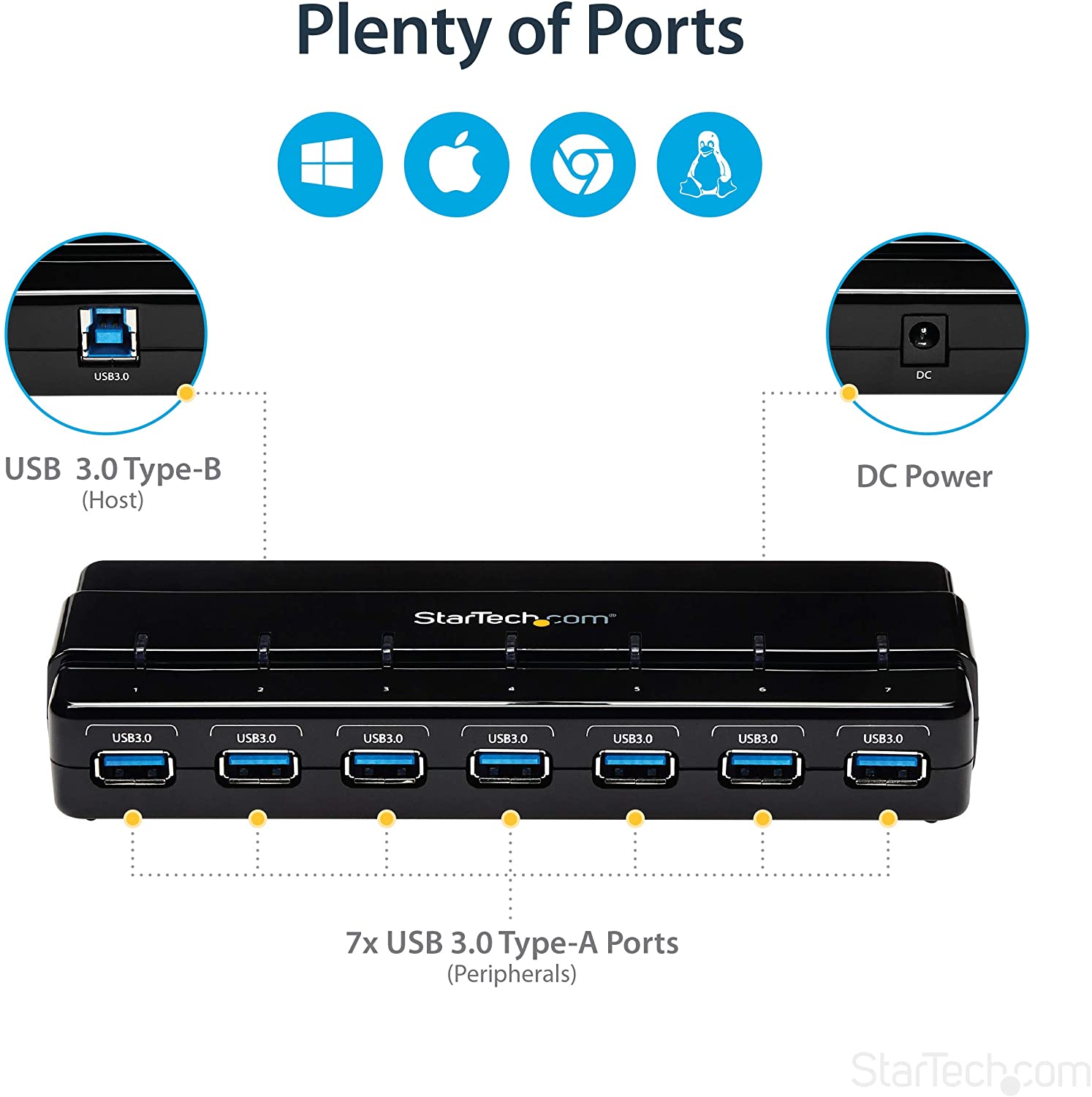 StarTech 7 PORT SUPERSPEED USB 3.0 HUB(ST7300USB3B) - Win-Pro Consultancy Pte Ltd