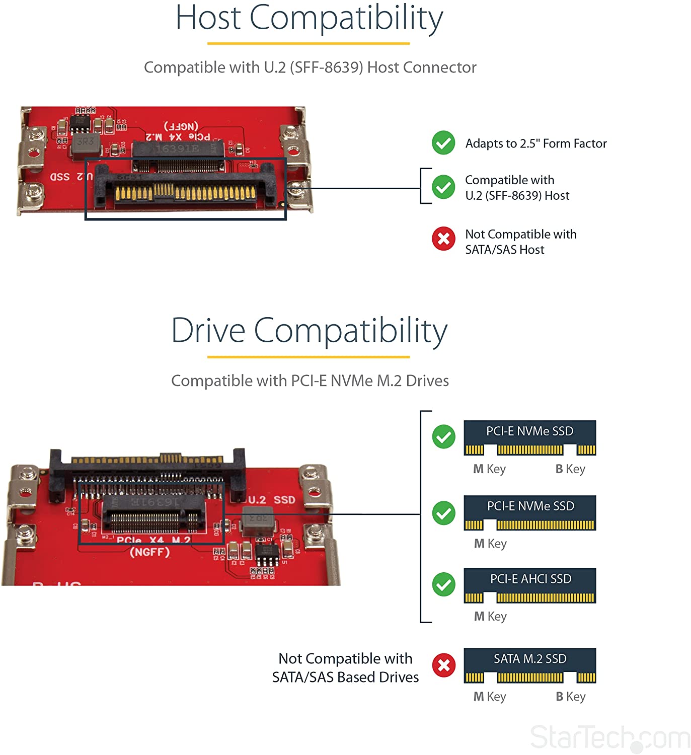 StarTech M.2 TO U.2 ADAPTER - M.2 DRIVE TO U.2 (U2M2E125) - Win-Pro Consultancy Pte Ltd