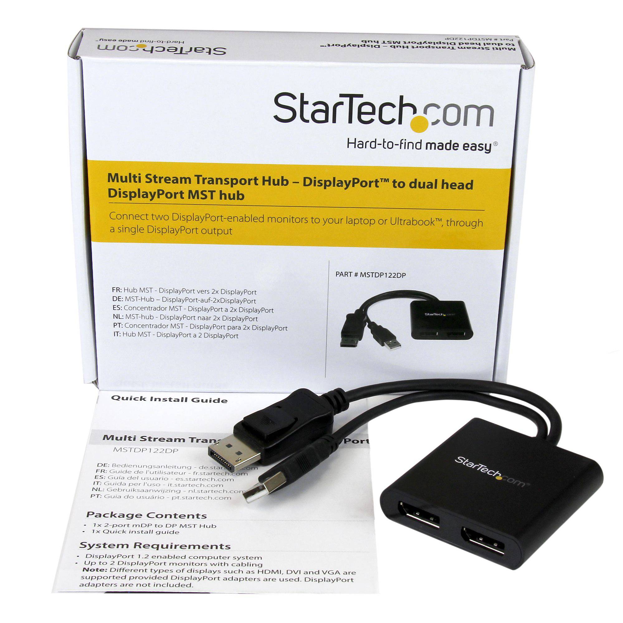 Startech MST HUB - DISPLAYPORT TO 2X DISPLAYPORT MULTI STREAM TRANSPORT HUB MSTDP122DP (3 years Local Warranty in Singapore) - Buy Singapore