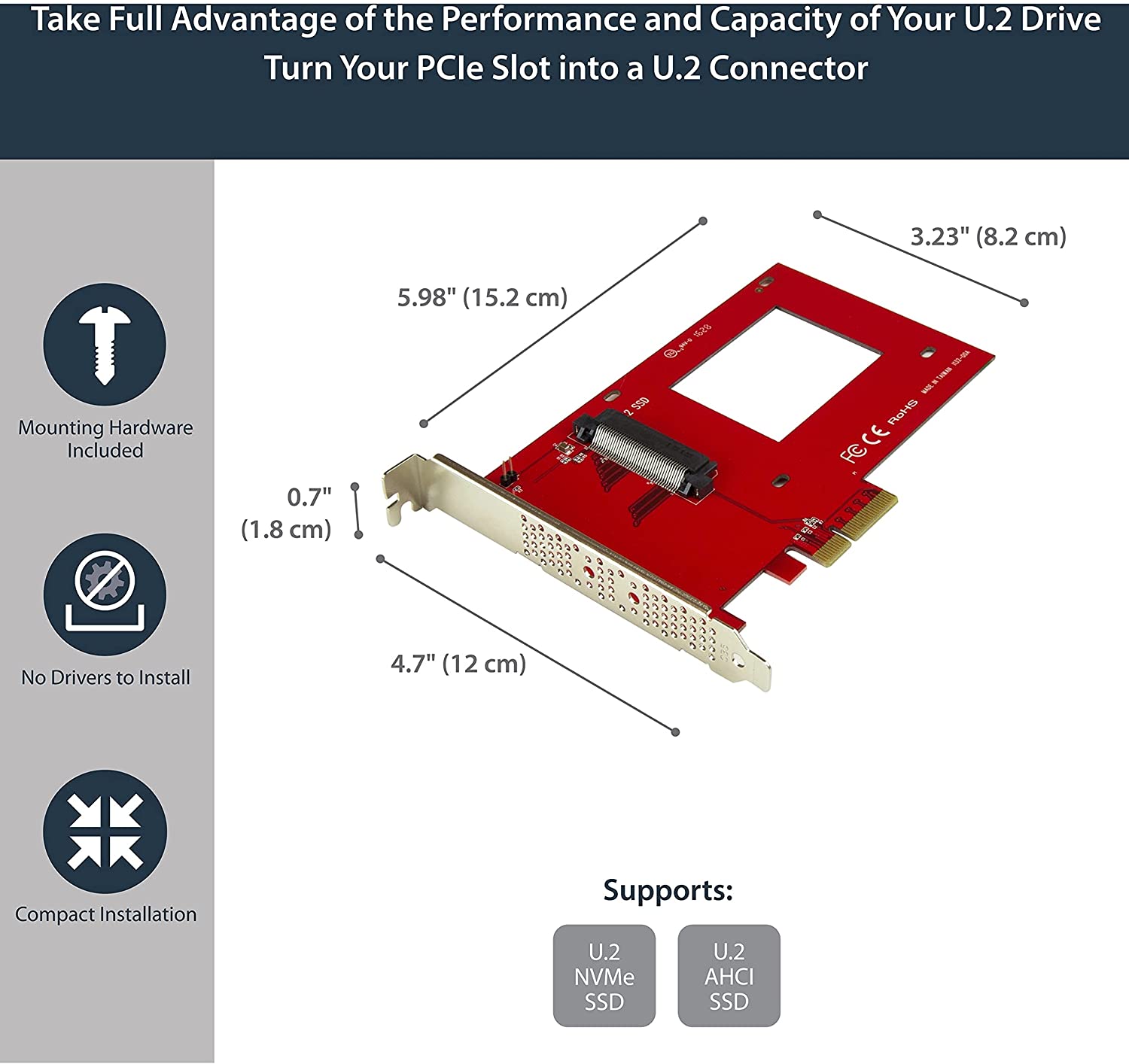 StarTech U.2 TO PCIE ADAPTER FOR 2.5IN U.2 NVME SSD(PEX4SFF8639) - Win-Pro Consultancy Pte Ltd