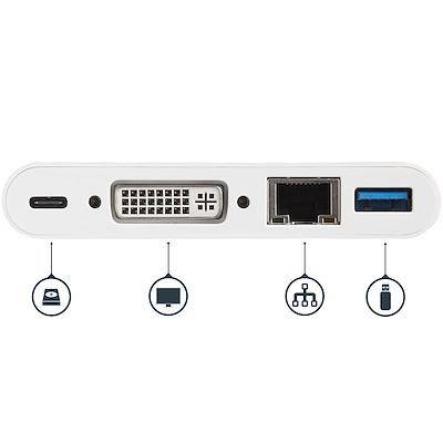 StarTech USB C Multiport Adapter DVI-D (Digital), GbE, USB-A Dock DKT30CDVPD - Buy Singapore