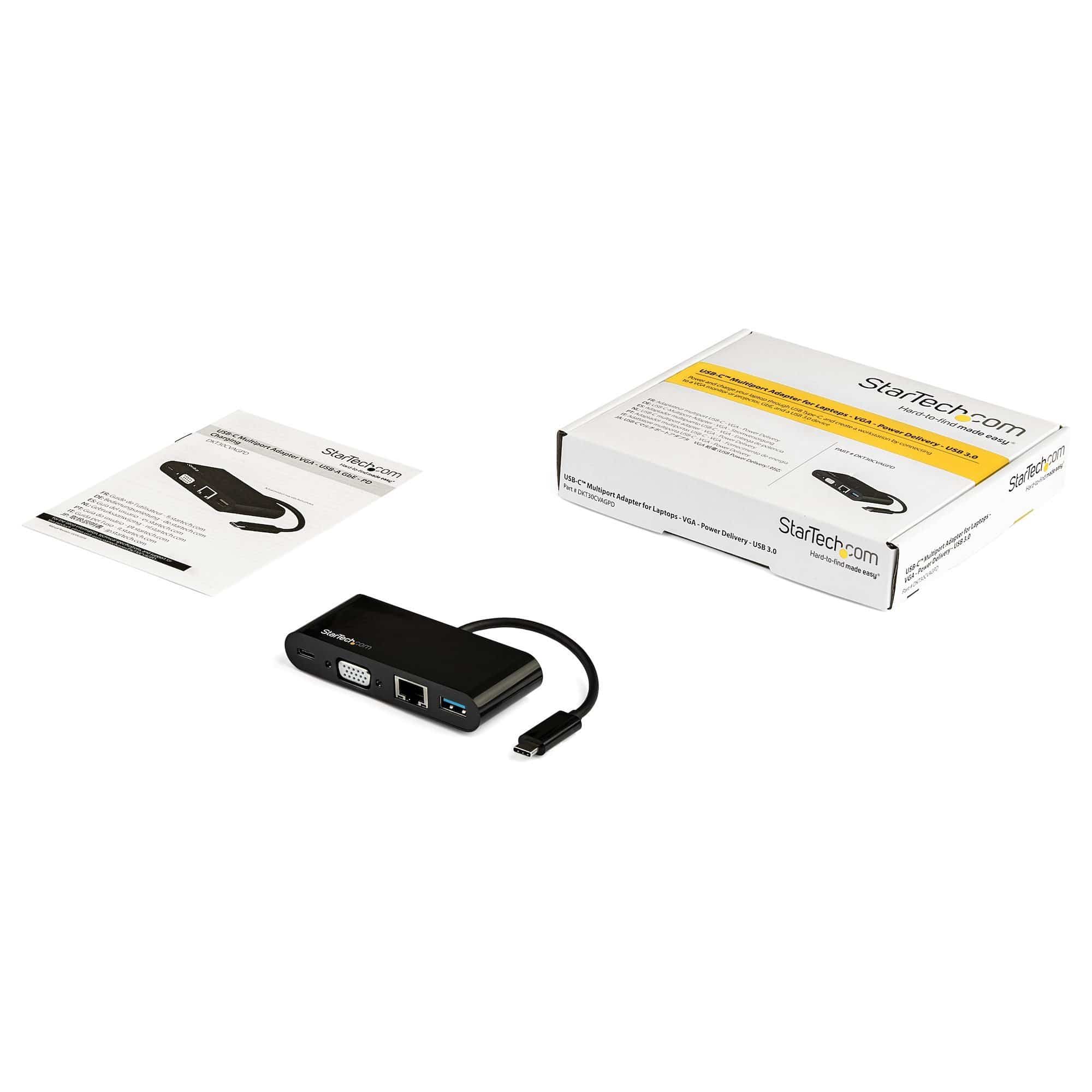 StarTech USB C Multiport Adapter - Mini USB-C Dock w/ Single Monitor VGA 1080p Video - 60W Power Delivery Passthrough - USB 3.1 Gen 1 Type-A 5Gbps, Gigabit Ethernet - Docking Station DKT30CVAGPD - Buy Singapore