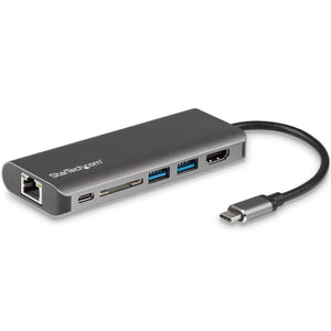 StarTech USB C Multiport Adapter - Portable USB-C Dock to 4K HDMI, 2-pt USB 3.0 Hub, SD/SDHC, GbE, 60W PD Pass-Through - USB-C Travel Mini Docking Station - USB Type-C/Thunderbolt 3 DKT30CSDHPD -EOL