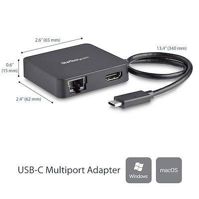 Startech USB C Multiport Adapter - Portable USB-C Mini Dock 4K HDMI Video - Gigabit Ethernet, USB 3.0 Hub (1x USB-A 1x USB-C) - USB Type-C Multiport Adapter - Thunderbolt 3 Compatible DKT30CHD - Buy Singapore