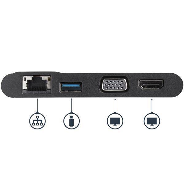 StarTech USB-C Multiport Adapter - USB-C Travel Dock with 4K HDMI or 1080p VGA - Gigabit Ethernet, 5Gbps USB-A 3.0 - USB-C Digital AV Adapter Converter - USB Type-C/Thunderbolt 3 Laptop DKT30CHV (3 years Local Warranty) - Buy Singapore