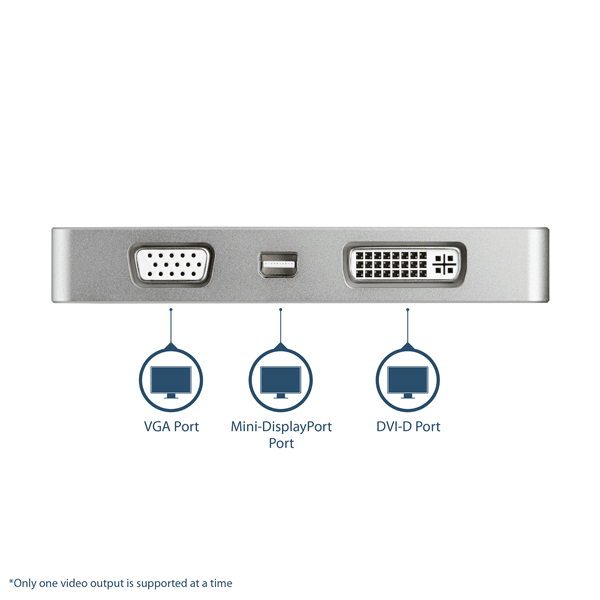 Startech USB C Multiport Video Adapter with HDMI, VGA, Mini DisplayPort or DVI - USB Type C Monitor Adapter to HDMI 1.4 or mDP 1.2 (4K) - VGA or DVI (1080p) - Silver Aluminum CDPVGDVHDMDP (3 years Local Warranty) - Buy Singapore