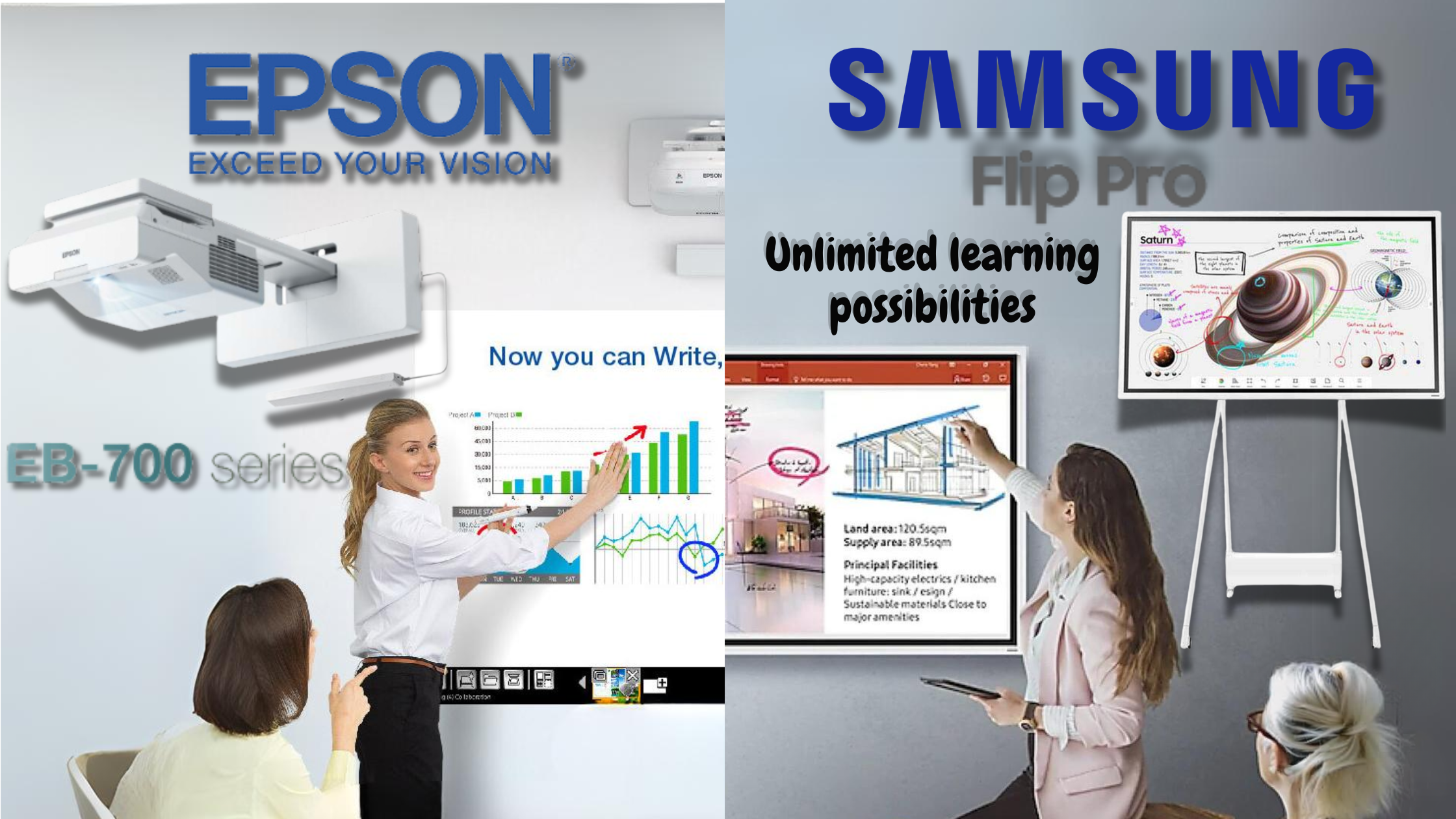 Empowering Engagement: Epson BrightLink 700 vs. Samsung Flip Pro - Matching Interactive Solutions to Your Environment