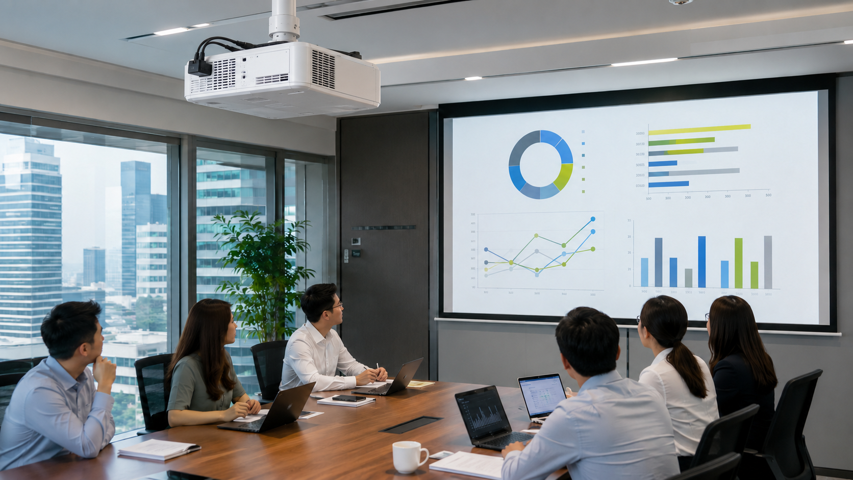 Epson laser projector installed in a Singapore business meeting room