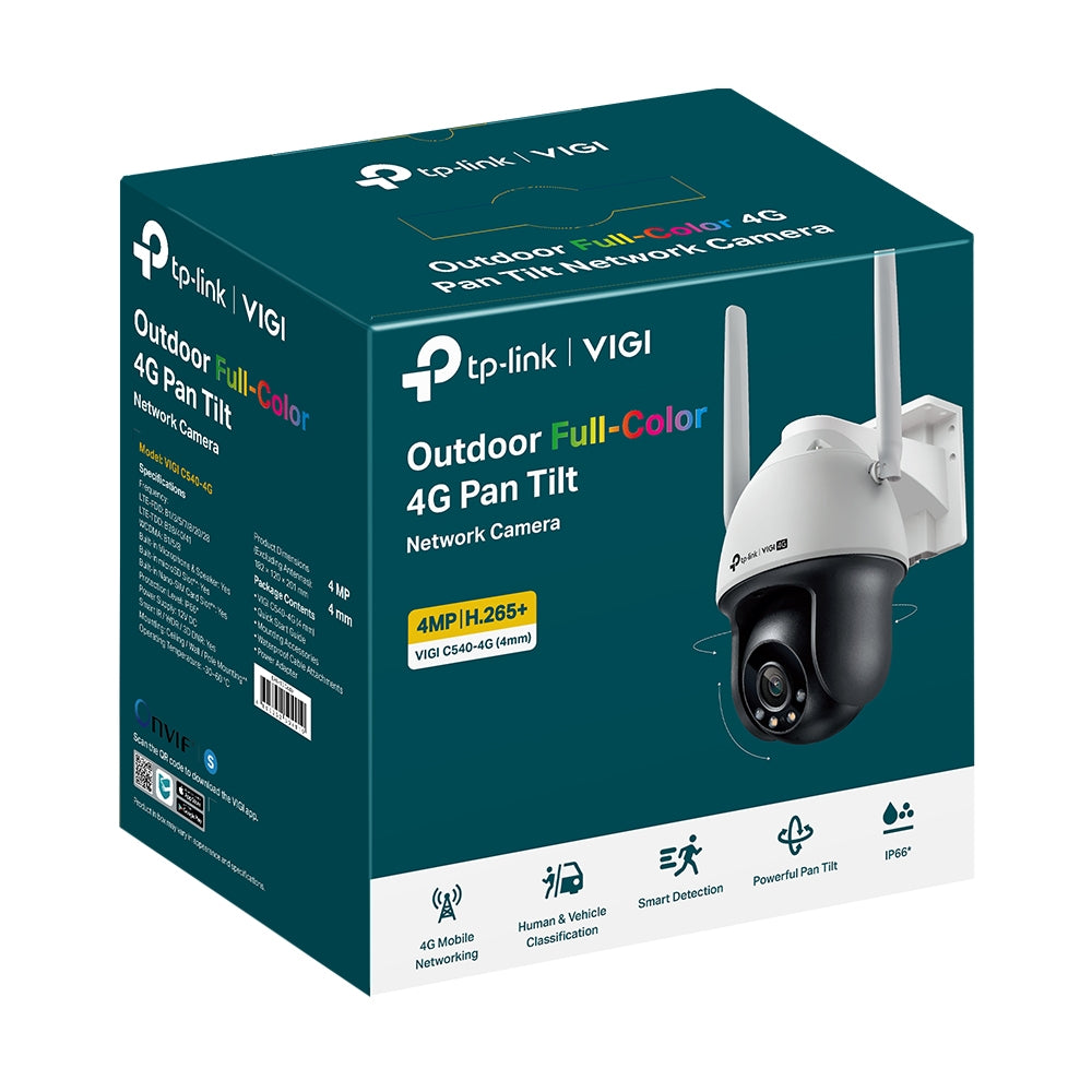 TP-LINK VIGI 4MP Outdoor Full-Color 4GPan Tilt Network Camera - VIGI C540-4G (3 Years Manufacture Local Warranty In Singapore)