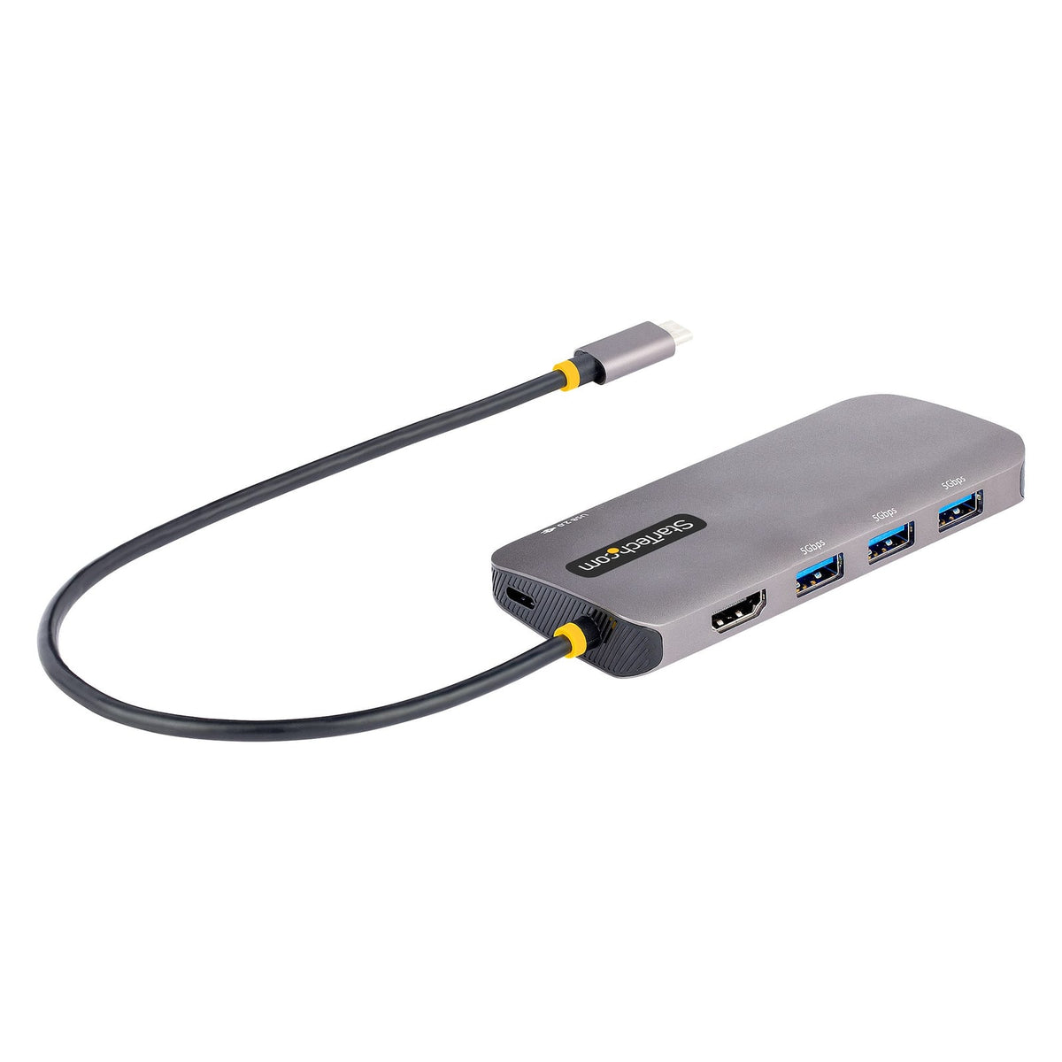 StarTech USB C Multiport Adapter, 4K 60Hz HDMI Video, 3 Port 5Gbps USB Hub, 100W Power Delivery Pass-Through, GbE, 12"/30cm (127B-USBC-MULTIPORT) product image