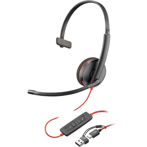 HP Poly Blackwire 3310 Monaural USB-C Headset +USB-C/A Adapter (8X215AA)