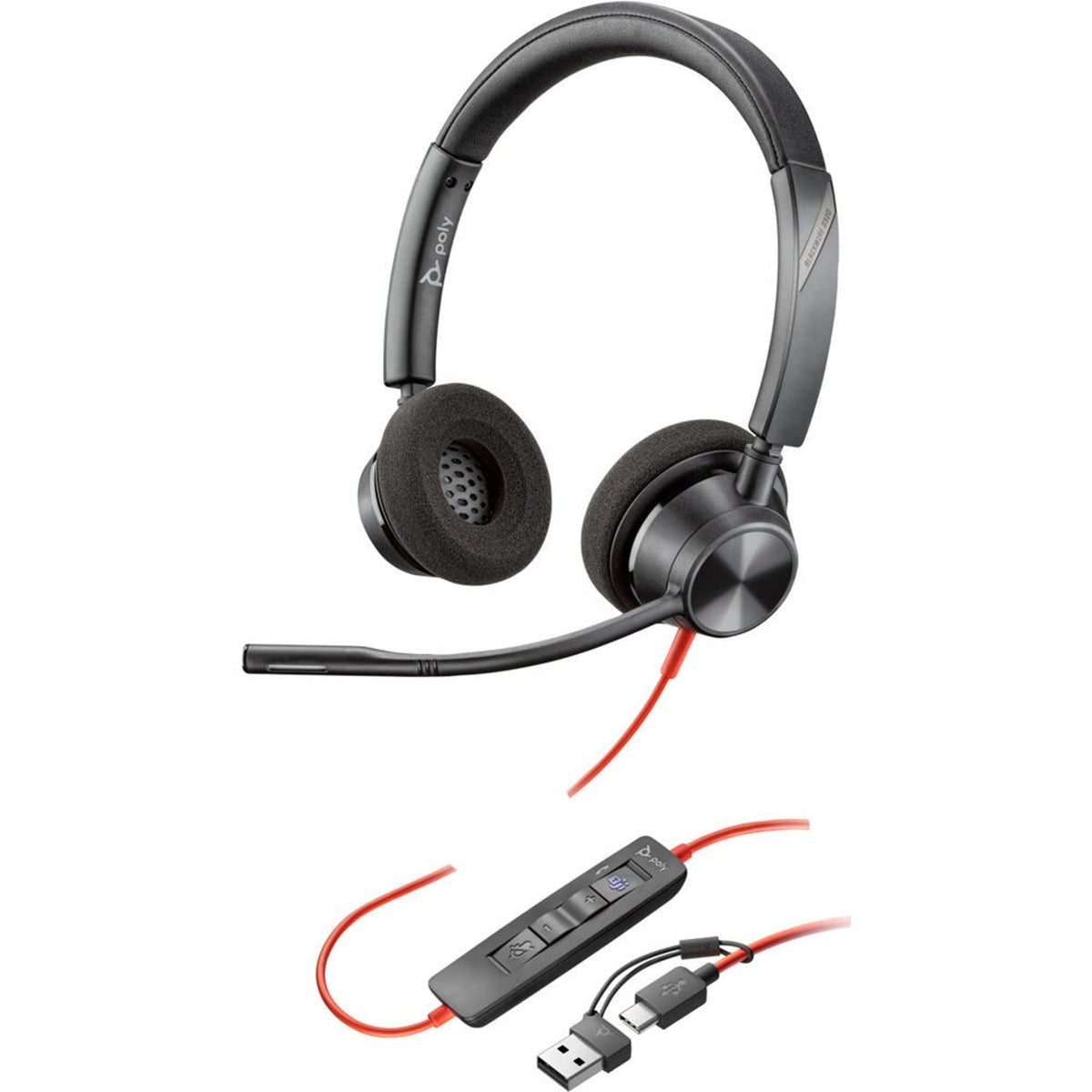 HP Poly Blackwire 3320 Stereo Microsoft Teams Certified USB-C Headset +USB-C/A Adapter (8X220AA) product image
