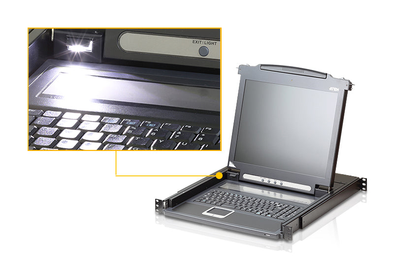 Aten Single Rail LCD Console (PS/2-USB, VGA)- CL1000M (1 Year Manufacture Local Warranty In Singapore)