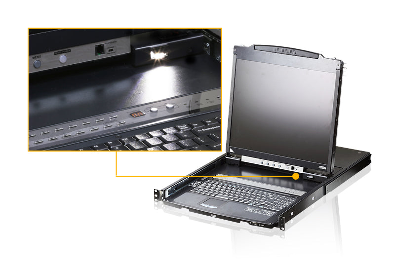 Aten Dual Rail LCD Console (PS/2-USB, VGA)- CL5800N (1 Year Manufacture Local Warranty In Singapore)