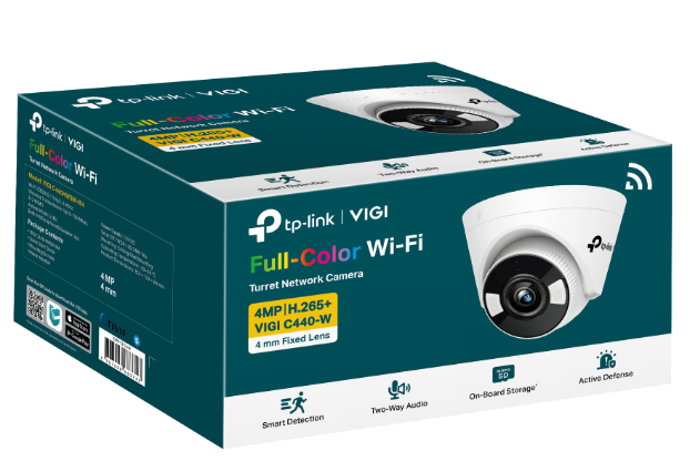 TP-LINK VIGI 4MP Full-Color Wi-Fi Turret Network Camera (VIGI C440-W) (2 Years Manufacture Local Warranty In Singapore)