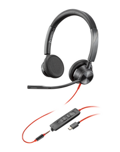 HP Poly Blackwire 3325 Stereo USB-C Headset + 3.5mm Plug + USB-C/A Adapter (2 Years Manufacture Local Warranty In Singapore)
