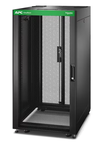 APC Easy Rack, 24U, Black, With Roof, Castors, Feet, 4 Brackets, and S